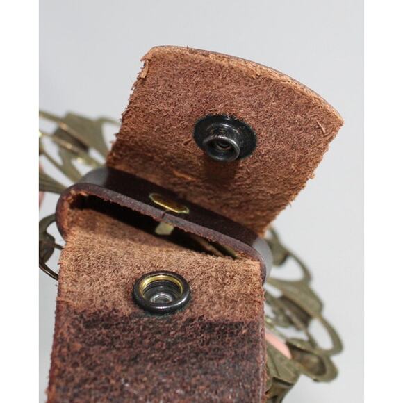 Black & Brown London vintage 90s leather bling rodeo studded floral belt Small - Picture 4 of 7